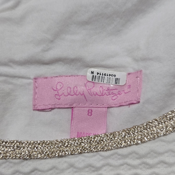 Lilly Pulitzer Strapless White Dress with Gold Accents - Picture 8 of 9